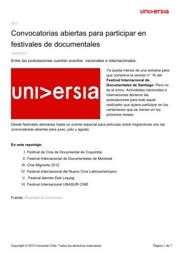 Convocatorias abiertas para participar en festivales de documentales