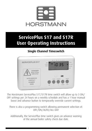 ServicePlus S17 and S17R User Operating Instructions - Horstmann