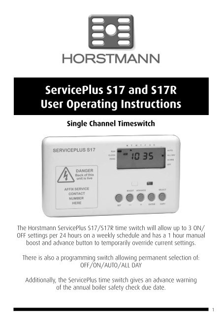 ServicePlus S17 and S17R User Operating Instructions - Horstmann