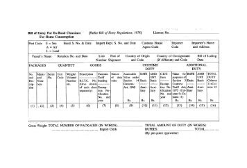 Bill of Entry for Ex-Bond Clearence For Home Consumption - Sa-Dhan