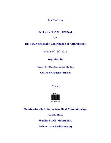 Dr. B.R. Ambedkar's Contribution in Anthropology