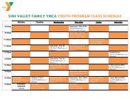 SIMI VALLEY FAMILY YMCA YOUTH PROGRAM CLASS SCHEDULE