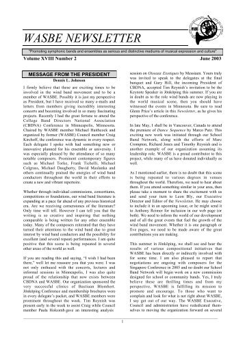 WASBE Newsletter June 2003 - World Association for Symphonic ...