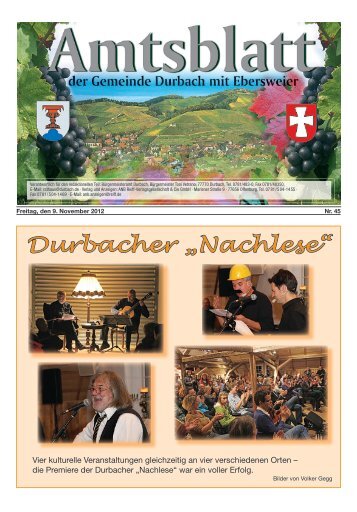 Durbacher â€žNachleseâ€œ