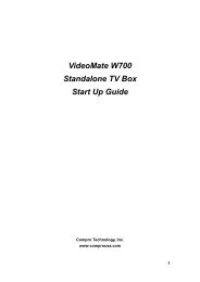 VideoMate W700 Standalone TV Box Start Up Guide - Compro