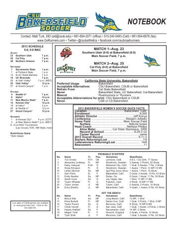 Women's Soccer Notebook #1 - Cal State Bakersfield Athletics