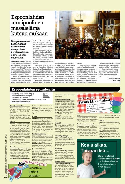 Esse 31/2013 (pdf) - Espoon seurakuntasanomat
