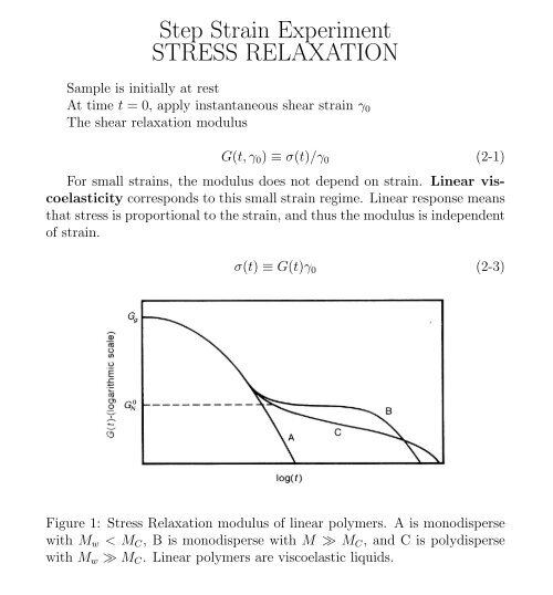 Step Strain Experiment Stress Relaxation