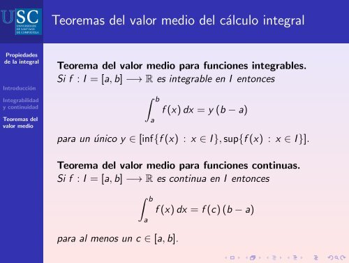 Propiedades básicas de la integral de Riemann - Páxinas persoais ...