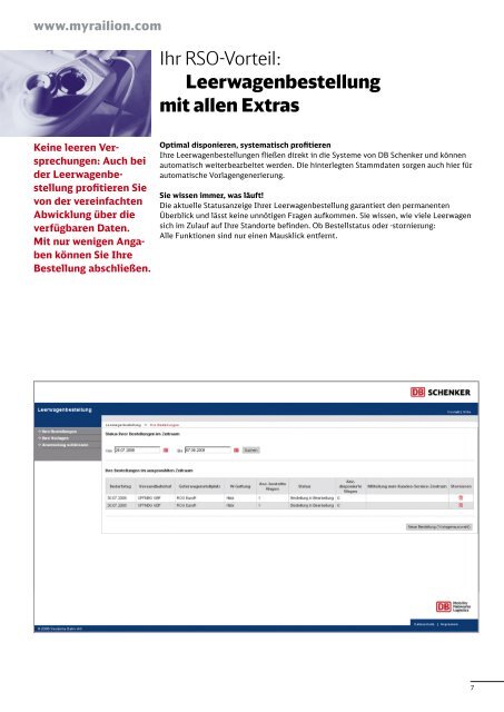 RailService Online (RSO): Ihr Portal für ... - DB Schenker Rail