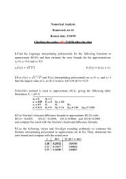 Numerical Analysis Homework set #4 Return date: 5/10/90 ...