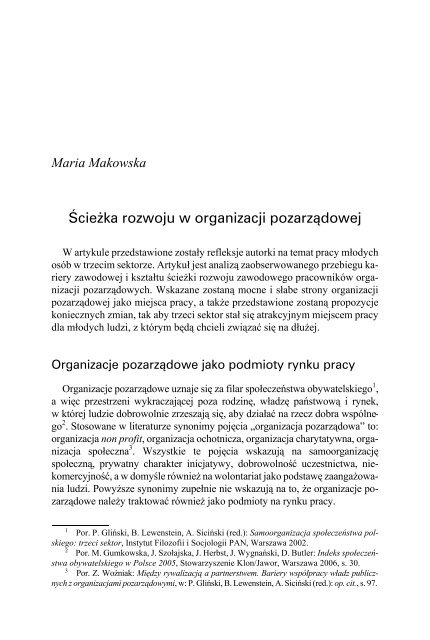 Nie tylko spoÅecznie. Zatrudnienie i wolontariat w organizacjach ...