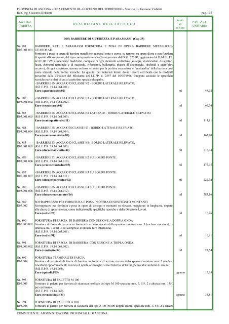 elenco prezzi lavori stradali 2010 (1542 kb) - Provincia di Ancona