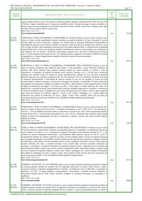 elenco prezzi lavori stradali 2010 (1542 kb) - Provincia di Ancona