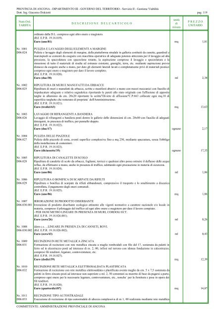 elenco prezzi lavori stradali 2010 (1542 kb) - Provincia di Ancona