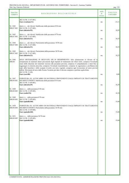 elenco prezzi lavori stradali 2010 (1542 kb) - Provincia di Ancona