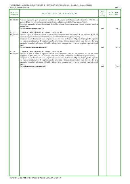 elenco prezzi lavori stradali 2010 (1542 kb) - Provincia di Ancona