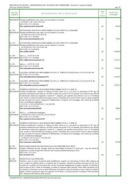 elenco prezzi lavori stradali 2010 (1542 kb) - Provincia di Ancona