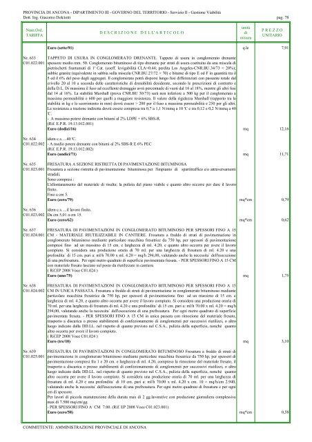 elenco prezzi lavori stradali 2010 (1542 kb) - Provincia di Ancona