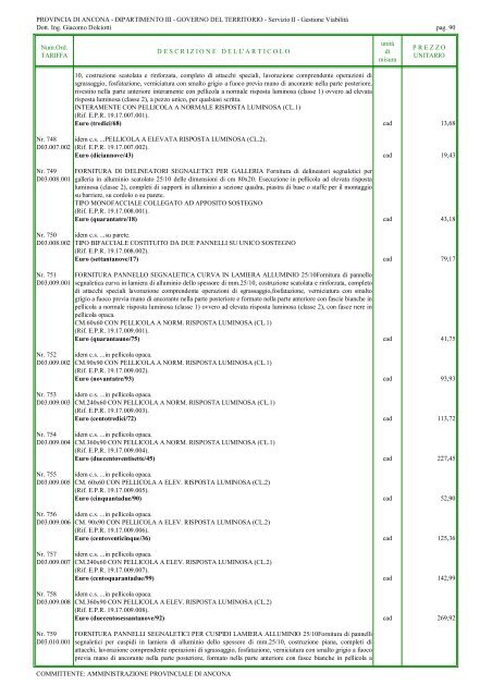 elenco prezzi lavori stradali 2010 (1542 kb) - Provincia di Ancona