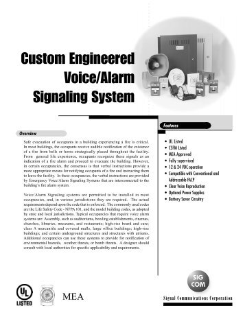 Custom Engineered Voice/Alarm Signaling System - Fire ...