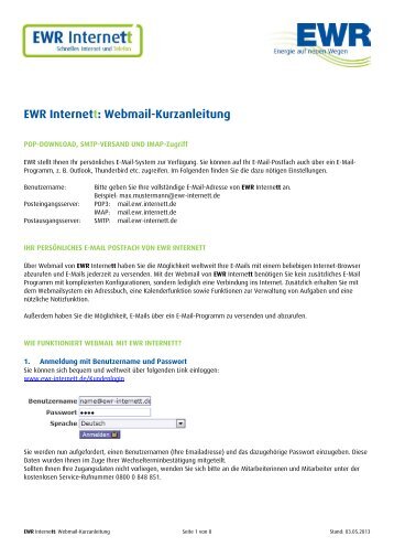 EWR Internett: Webmail-Kurzanleitung