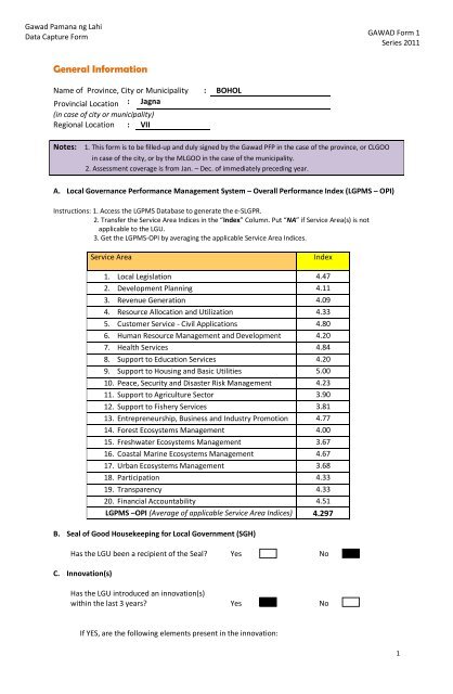 Gawad Pamana ng Lahi Data Capture Form - Jagna