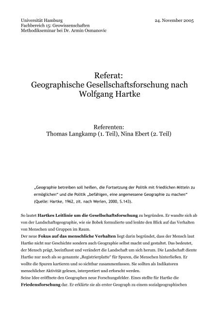 Geographische Gesellschaftsforschung nach Wolfgang ... - TomBlog