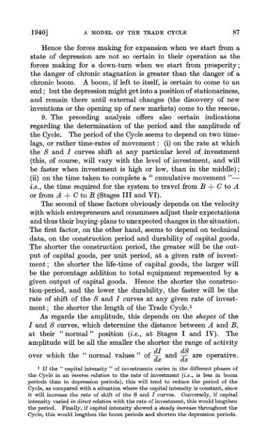 A Model of the Trade Cycle Author(s): Nicholas Kaldor Source: The ...