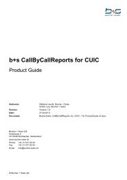 b+s CallByCallReports for CUIC - Bucher + Suter