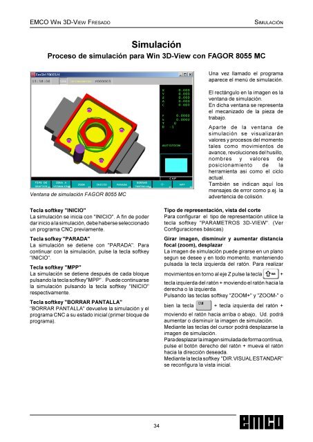 EMCO Win 3D-View Fresado DescripciÃ³n del software SimulaciÃ³n ...