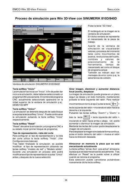 EMCO Win 3D-View Fresado DescripciÃ³n del software SimulaciÃ³n ...