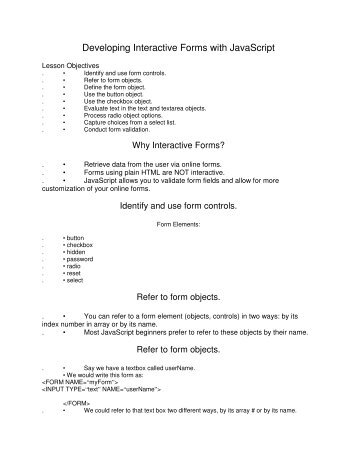 Developing Interactive Forms with JavaScript