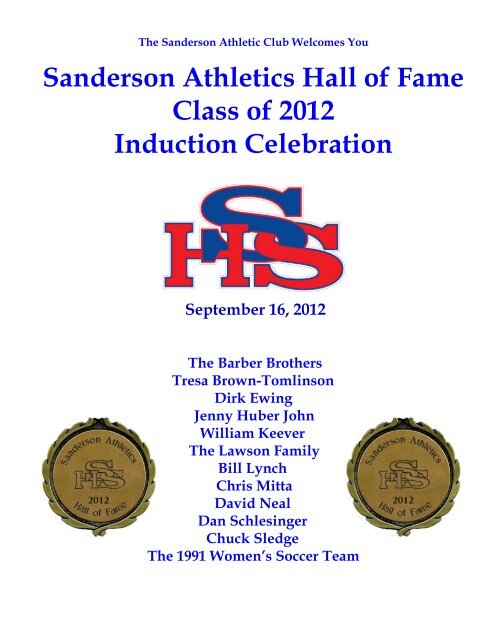 Class of 2012 Induction Ceremony Program - Sanderson High School