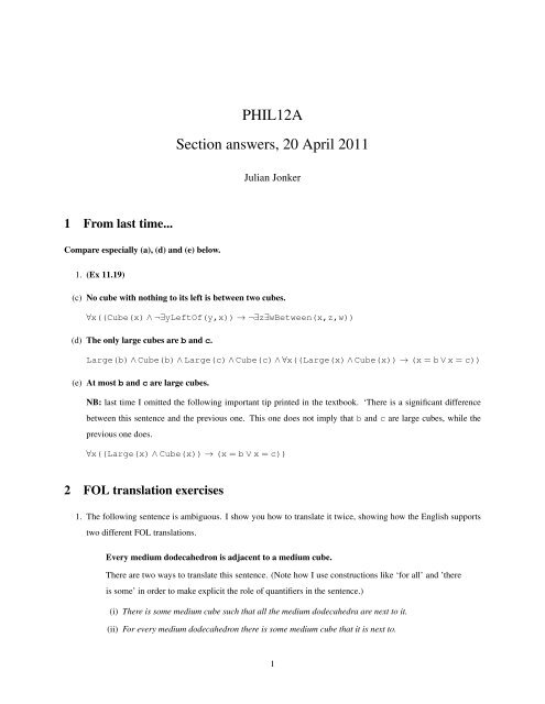 PHIL12A Section answers, 20 April 2011 - Philosophy