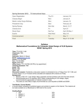 1 Syllabus Mathematical Foundations for Computer Aided Design of ...