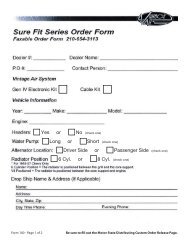 Sure Fit Series Order Form - Motor State Distributing
