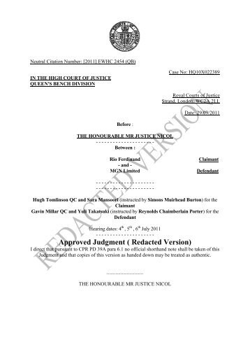 High Court Judgment Template