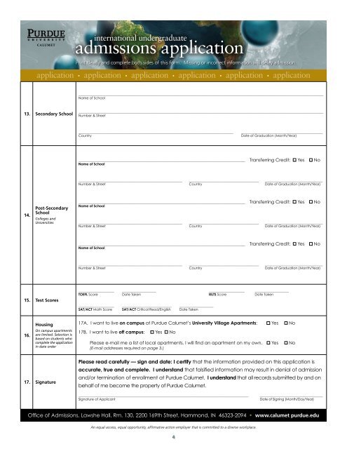 Undergraduate International Student Application Form (PDF)