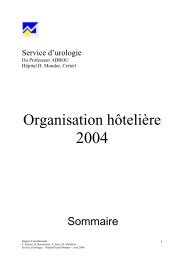 Organisation hÃ´teliÃ¨re - Service d'Urologie CHU Henri Mondor