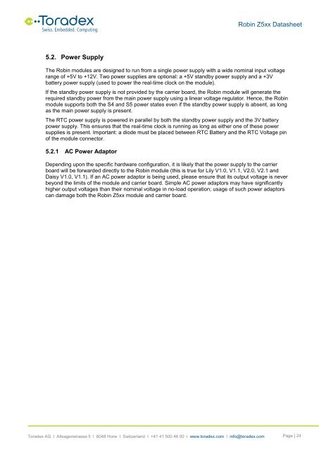 Robin Z5xx Datasheet - Toradex