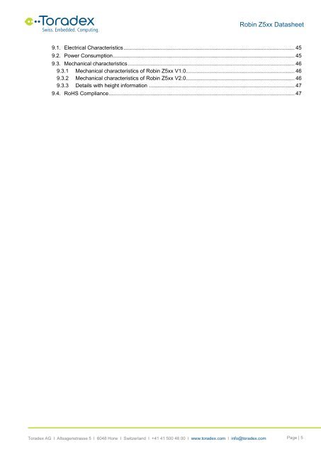 Robin Z5xx Datasheet - Toradex