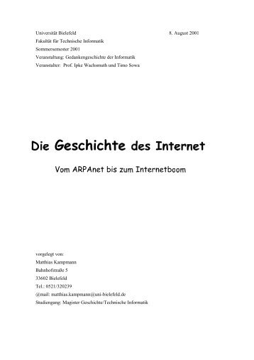 Die Geschichte des Internets - Technische Fakultät - Universität ...