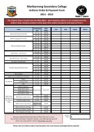 Maribyrnong Secondary College Uniform Order & Payment Form