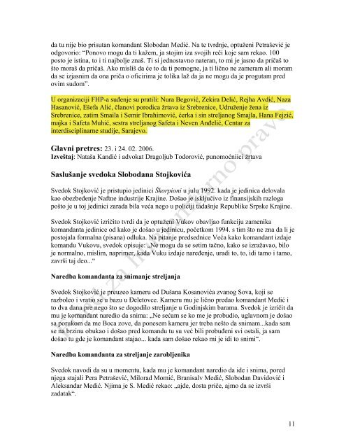 IzveÅ¡taj sa glavnog pretresa od 5. decembra 2005. do 10. aprila 2007.