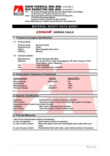 AWNING CAULK - Mohm Chemical Sdn Bhd