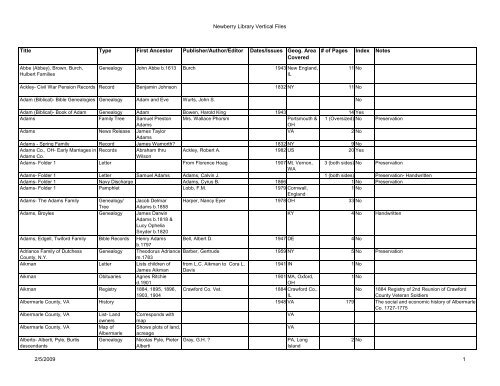 Single Folder Files - Newberry Library