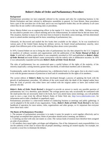 Robert s Rules of Order Cheat Sheet