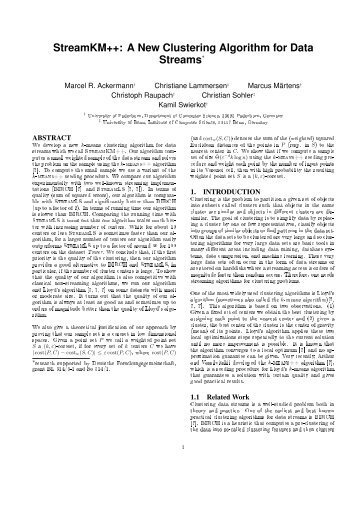 StreamKM++: A New Clustering Algorithm for Data Streams