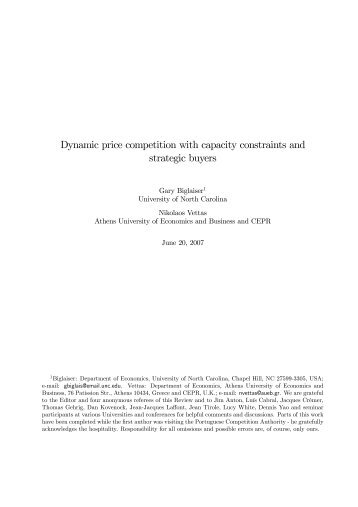 Dynamic price competition with capacity constraints and strategic ...